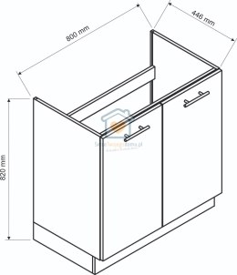 Kremowa szafka kuchenna dwudrzwiowa pod zlewozmywak mat 80 cm NATALIA