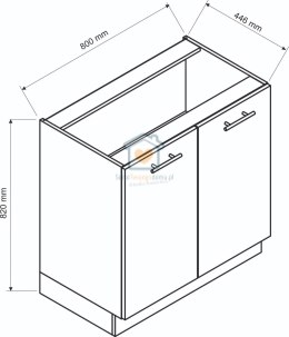 Szara szafka kuchenna dwudrzwiowa mat 80 cm NATALIA