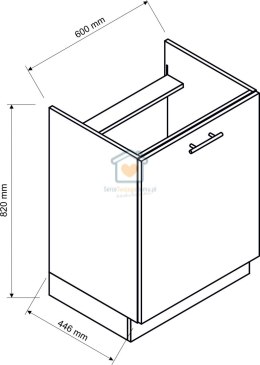 Kremowa szafka kuchenna jednodrzwiowa pod płytę gazową/indukcyjną mat 60 cm NATALIA