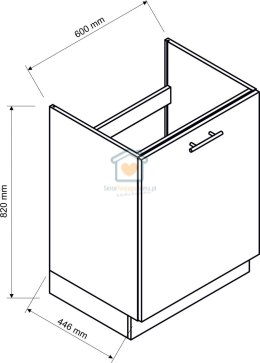 Kremowa szafka kuchenna jednodrzwiowa pod zlewozmywak mat 60 cm NATALIA