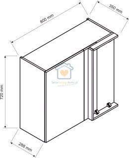 Biała szafka kuchenna wisząca narożna jednodrzwiowa 80x35 cm GIANA